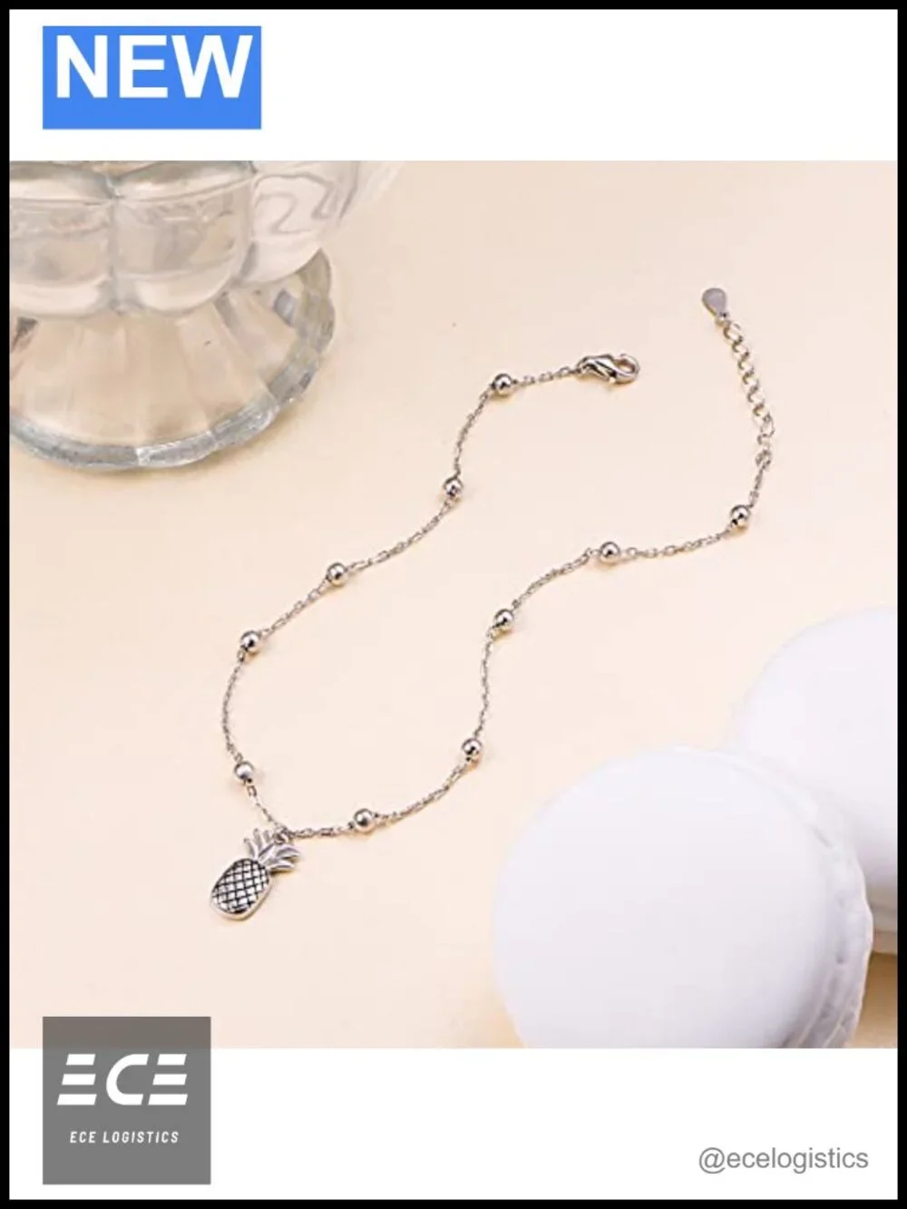 S925 Sterling Silver Pineapple Anklet Adjustable Chain Ankle Bracelet